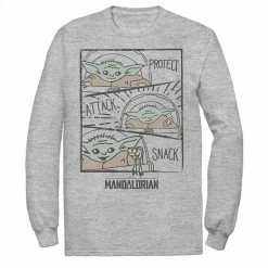 Licensed Character Men's Star Wars The Mandalorian The Child Protect Attack Snack Tee Athletic Heather