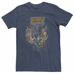 Licensed Character Men's DC Comics Justice League Group Shot Distressed Poster Tee Navy Heather -Licensed Character Shop unnamed file 32064