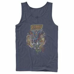 Licensed Character Men's DC Comics Justice League Group Shot Distressed Poster Tank Top Navy -Licensed Character Shop unnamed file 32066