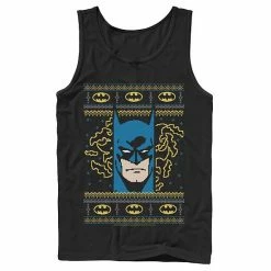 Licensed Character Men's DC Comics Batman Face Christmas Sweater Style Tank Top Black -Licensed Character Shop unnamed file 32072