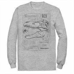 Licensed Character Men's Jurassic World Two T-Rex Vintage Graph Long Sleeve Tee Athletic Heather -Licensed Character Shop unnamed file 32103