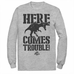 Licensed Character Men's Jurassic Park Here Comes Trouble Long Sleeve Graphic Tee White -Licensed Character Shop unnamed file 32173