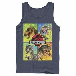 Licensed Character Men's Jurassic Park Four Different Dinosaur Faces  Tank Top Navy -Licensed Character Shop unnamed file 32211