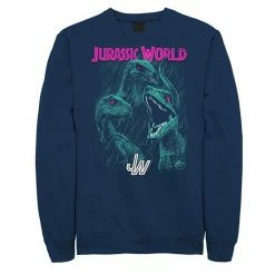 Licensed Character Men's Jurassic World Two Raptors Neon Glow Squad Sweatshirt Navy -Licensed Character Shop unnamed file 32215