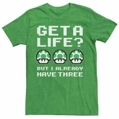 Licensed Character Men's Nintendo 1Up I Have Three Lives Short Sleeve Graphic Tee Athletic Heather -Licensed Character Shop unnamed file 32239