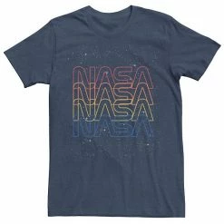 Licensed Character Men's NASA Neon Space Logo Color Fade Tee Navy Heather