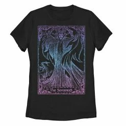 Licensed Character Disney Sleeping Beauty Juniors' Maleficent Tarot Graphic Tee Black