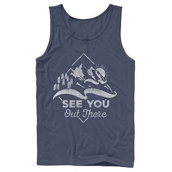 Licensed Character Men's See You Out There Mountain Sunset Theme Tank Navy 4 Licensed Character Men's See You Out There Mountain Sunset Theme Tank Navy - Image 2