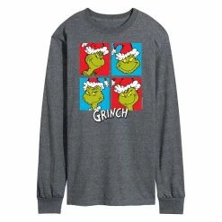 Licensed Character Men's Dr. Seuss Grinch Grid Long Sleeve Tee Black -Licensed Character Shop unnamed file 32404