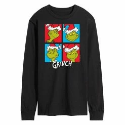 Licensed Character Men's Dr. Seuss Grinch Grid Long Sleeve Tee Black -Licensed Character Shop unnamed file 32405