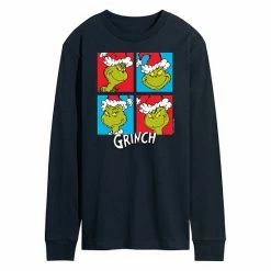 Licensed Character Men's Dr. Seuss Grinch Grid Long Sleeve Tee Black -Licensed Character Shop unnamed file 32406