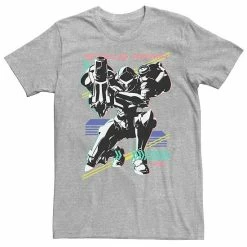 Licensed Character Men's Nintendo Metroid Samus Aran Retro Neon Tee Athletic Heather