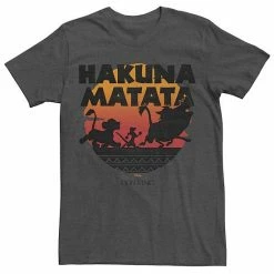 Licensed Character Men's Disney Lion King Hakuna Matata Silhouette Retro Group Shot Tee Kelly Heather