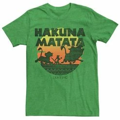 Licensed Character Men's Disney Lion King Hakuna Matata Silhouette Retro Group Shot Tee Kelly Heather -Licensed Character Shop unnamed file 3249