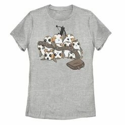 Licensed Character Juniors' Star Wars Porgs Playing With Chewbaccas Things Portrait Tee Red -Licensed Character Shop unnamed file 32534