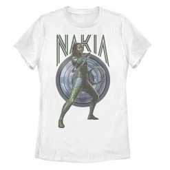 Licensed Character Juniors' Marvel Black Panther: Wakanda Forever Nakia Blue Shield Graphic Tee -Licensed Character Shop unnamed file 32607
