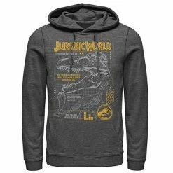 Licensed Character Men's Jurassic World Two T-Rex Orange Schematic Hoodie Charcoal Heather -Licensed Character Shop unnamed file 32727
