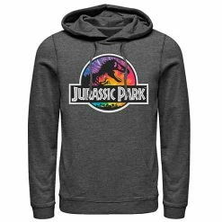 Licensed Character Men's Jurassic Park Tie Dye Classic Logo Hoodie Charcoal Heather -Licensed Character Shop unnamed file 32736
