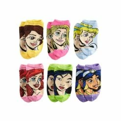 Licensed Character Disney Princess Girls 6-Pack No-Show Socks