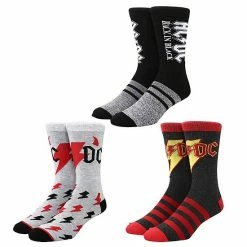 Licensed Character Men's AC/DC 3-Pack Crew Socks