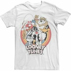 Licensed Character Men's Looney Tunes Retro Group Shot Logo Tee White