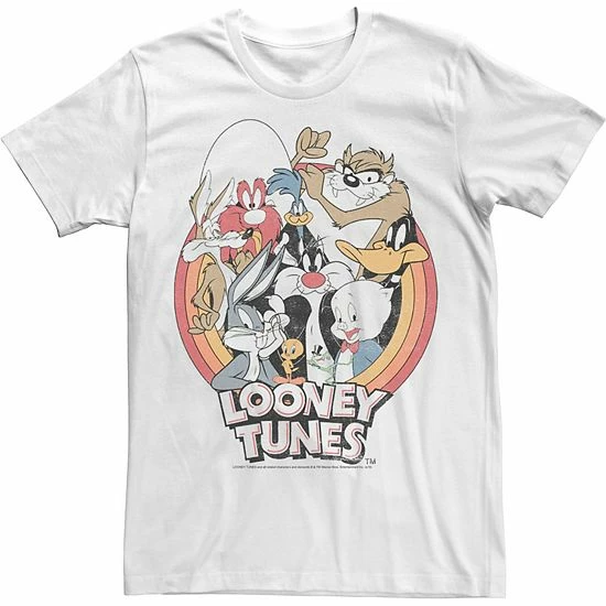 Licensed Character Men's Looney Tunes Retro Group Shot Logo Tee White 5 Licensed Character Men's Looney Tunes Retro Group Shot Logo Tee White - Image 3