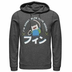 Licensed Character Men's Adventure Time Finn I'm Gonna Blow Your Minds Kanji Portrait Hoodie Navy -Licensed Character Shop unnamed file 32930