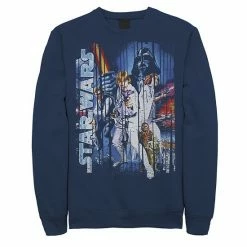 Licensed Character Men's Star Wars Classic Group Shot Striped Poster Sweatshirt Navy -Licensed Character Shop unnamed file 32938