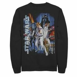 Licensed Character Men's Star Wars Classic Group Shot Striped Poster Sweatshirt Navy -Licensed Character Shop unnamed file 32939