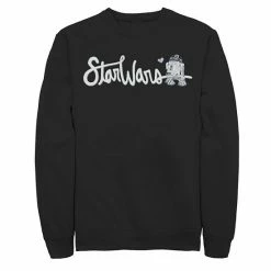 Licensed Character Men's Star Wars R2-D2 Cursive Text Sweatshirt Black -Licensed Character Shop unnamed file 32942