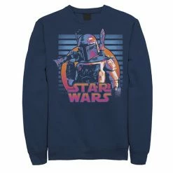 Licensed Character Men's Star Wars Distressed Neon Boba Fett Sweatshirt Navy -Licensed Character Shop unnamed file 32948