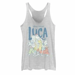 Licensed Character Disney / Pixar's Luca Group Shot Juniors' Tank Top White Heather -Licensed Character Shop unnamed file 32957