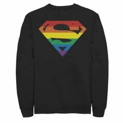 Licensed Character Men's Superman Rainbow Striped Chest Logo Sweatshirt Black -Licensed Character Shop unnamed file 32968