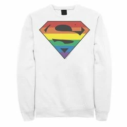 Licensed Character Men's Superman Rainbow Striped Chest Logo Sweatshirt Black -Licensed Character Shop unnamed file 32969