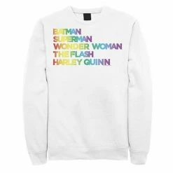 Licensed Character Men's Justice League Member Graidient Rainbow Word Stack Sweatshirt White -Licensed Character Shop unnamed file 32971