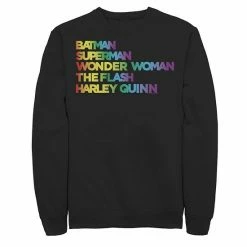 Licensed Character Men's Justice League Member Graidient Rainbow Word Stack Sweatshirt White -Licensed Character Shop unnamed file 32972