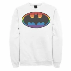 Licensed Character Men's Batman Rainbow Striped Logo Sweatshirt Black -Licensed Character Shop unnamed file 32974