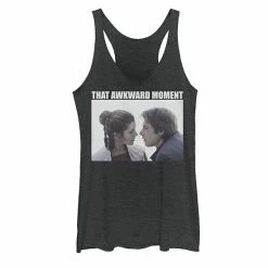 Licensed Character Juniors' Star Wars Han Solo & Princess Leia That Awkward Moment Tank Top Charcoal -Licensed Character Shop unnamed file 33010