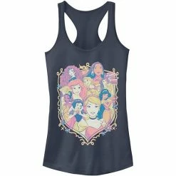 Licensed Character Juniors' Disney Princess Pastel Group Shield Logo Tank Top Royal Heather -Licensed Character Shop unnamed file 33040