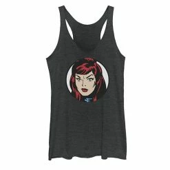 Licensed Character Juniors' Marvel Black Widow Big Face Graphic Tank Black Heather -Licensed Character Shop unnamed file 33050