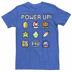 Licensed Character Men's Nintendo Super Mario Bros Power Up Symbols Tee Royal