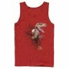 Licensed Character Men's Jurassic Park Velociraptor Tears Through Tank Red -Licensed Character Shop unnamed file 33114