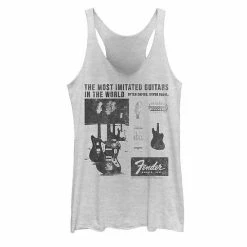 Licensed Character Juniors' Fender The Most Imitated Guitars In The World Graphic Tank White Heather