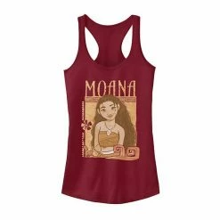 Licensed Character Juniors' Disney Moana Smile Poster Logo Tank White Heather