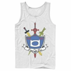 Licensed Character Men's Cartoon Network Adventure Time Finn The Hero Sword And Shield Banner Tank White -Licensed Character Shop unnamed file 33157