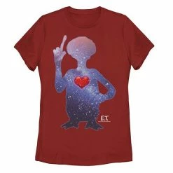 Licensed Character Juniors' E.T. Terrestrial Universe Silhouette Heart Tee Red -Licensed Character Shop unnamed file 33169