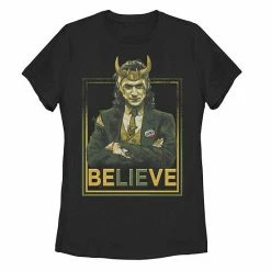 Licensed Character Juniors' Marvel Loki BeLIEve Portrait Tee Navy -Licensed Character Shop unnamed file 33245