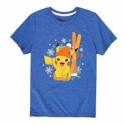 Licensed Character Boys 8-20 Pokemon Pikachu Skii Tee Kelly Green