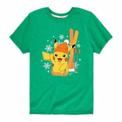 Licensed Character Boys 8-20 Pokemon Pikachu Skii Tee Kelly Green -Licensed Character Shop unnamed file 33276