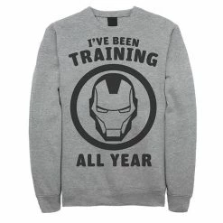 Licensed Character Men's Marvel Avengers Iron Man I've Been Training All Year Logo Sweatshirt Athletic Heather -Licensed Character Shop unnamed file 33284
